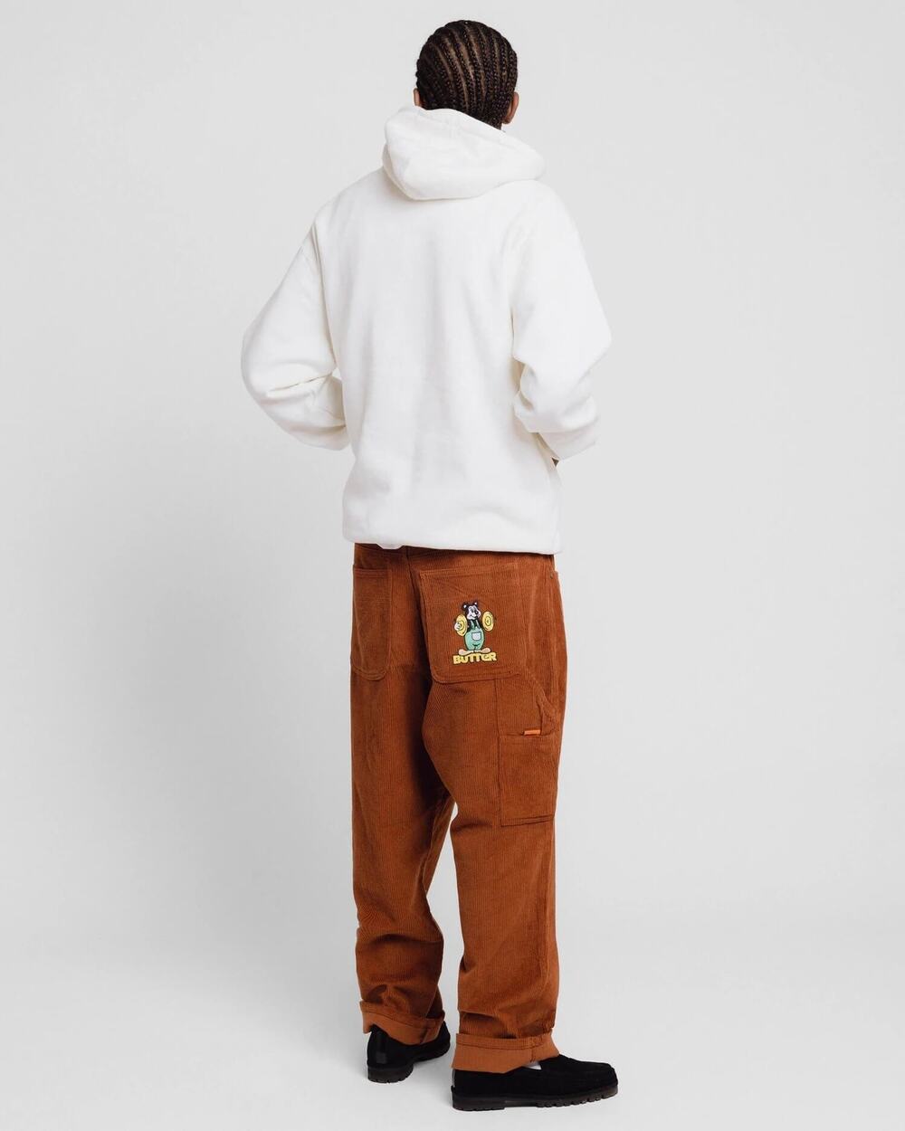 Butter Goods Men’s 38 Baggy Corduroy Pants Brown Embroidered Cartoon Pocket